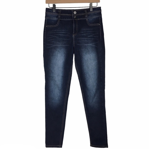 TINSELTOWN Jeans High Rise Waist Ankle Dark Wash Stretch Denim Size 5 Juniors - Picture 1 of 10